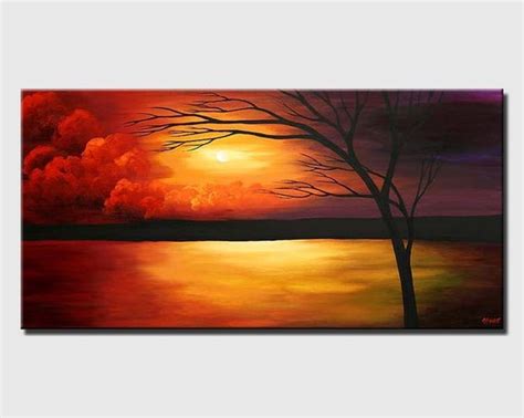 Modern Sunset Painting Seascape Painting Acrylic on Canvas | Etsy