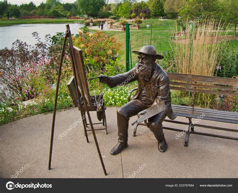 Bronze Sculpture Claude Monet Overland Park Arboretum Botanical Gardens ...