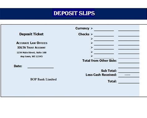 Bank Deposit Slip Templates - Free Report Templates