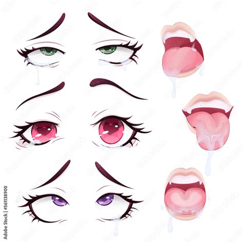 Set anime eyes, anime girl eyes, anime style eyes, mouth in anime style ...