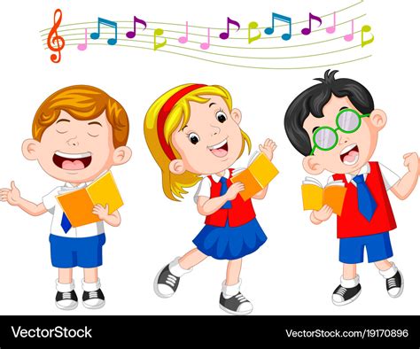 School children singing Royalty Free Vector Image