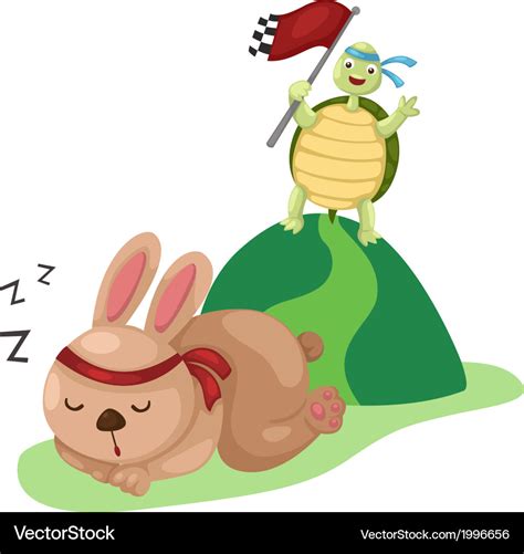 Turtle and rabbit running a race Royalty Free Vector Image