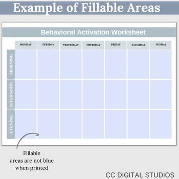 Behavioral Activation Worksheet, Cognitive Behavioral Therapy Worksheets