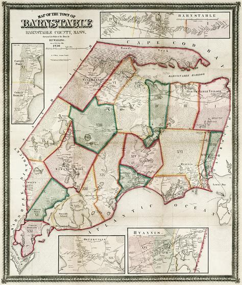 Barnstable Massachusetts Historical Map 1856 Photograph by Carol Japp ...