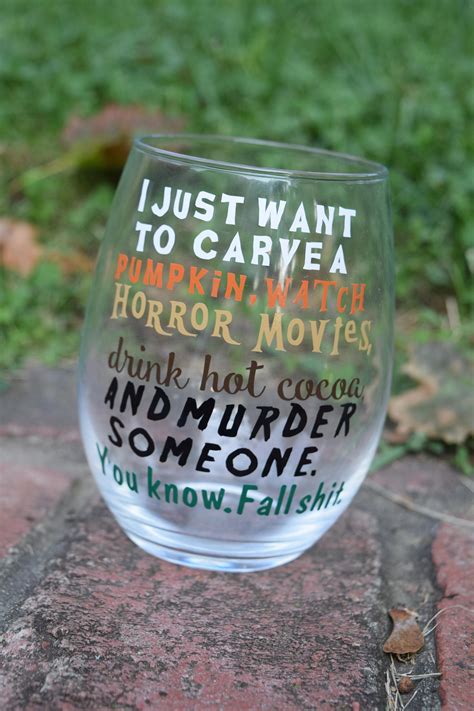 Funny Wine Glass Funny Wine Gift Stemless Wine Glass Fall | Etsy