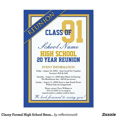 Classy Formal High School Reunion Invitations | Zazzle | Class reunion ...