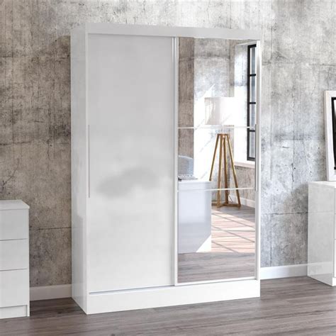 Lynx 2 Door Sliding Mirrored Wardrobe White