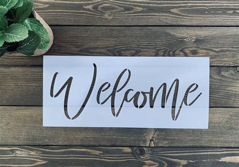 Welcome Stencil Welcome Cursive Stencil Welcome Sign | Etsy