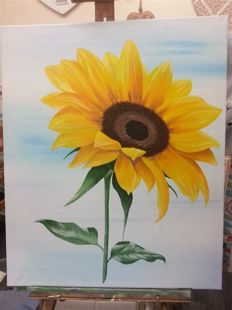 sunflower on canvas painted in acylics | Sunflower painting, Canvas ...