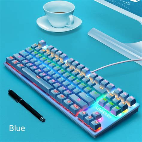 New K550 87 Keys Wired Mechanical Keyboard Blue Switch Waterproof 19 ...