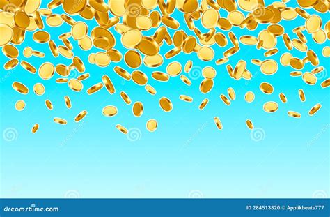 Falling Gold Coins on Blue Background. Vector Stock Vector ...