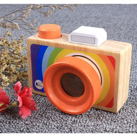 Cute Wood Toy Camera Kaleidoscope Room Decor Photography Wooden Camera ...