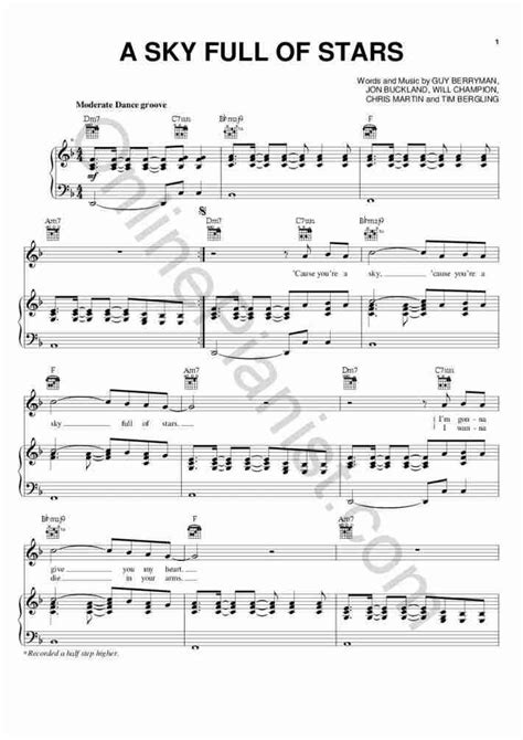 A Sky Full Of Stars Piano Sheet Music | OnlinePianist