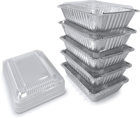 2.25 Lb Disposable Aluminum Foil Pans With Plastic Lids 50 Pack ...