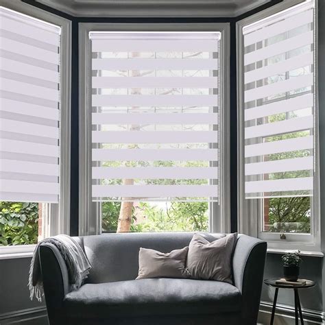 LUCKUP Horizontal Window Shade Blind Zebra Dual Roller Blinds Day and ...