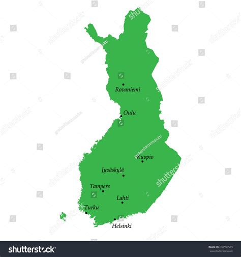 Map Finland Main Cities Stock Vector (Royalty Free) 698599519 ...