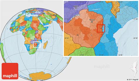 Political Location Map of MUTARE Urban