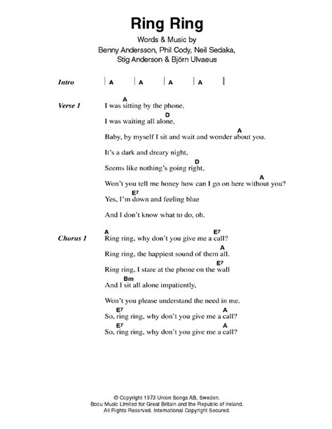 Ring, Ring by ABBA - Guitar Chords/Lyrics - Guitar Instructor