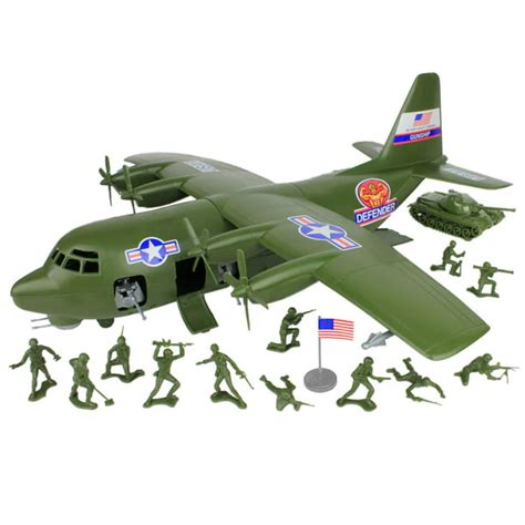 TimMee Plastic Army Men C130 Playset -27pc Giant Military Airplane Made ...