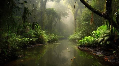 Tropical Rainforest Mist Wallpaper Background, Amazon Rainforest ...