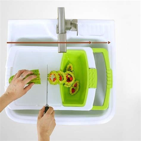 2-in-1 Over-The-Sink Cutting Board & Sink Strainer Colander – Laxium