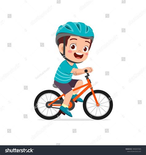 Happy Cute Little Kid Boy Riding Stock Vector (Royalty Free) 1898397409 ...