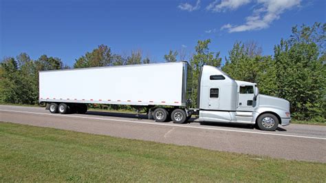 Side View Of A Semi Tractor Trailer Truck On Highway Stock Photo ...