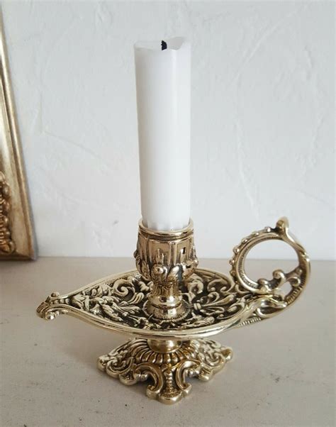 Ornate Antique Brass Wee Willie Winkie Chamberstick Candlestick Vintage ...