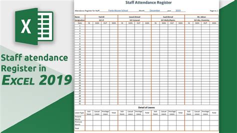 Employee Attendance Log Sheet ~ MS Excel Templates