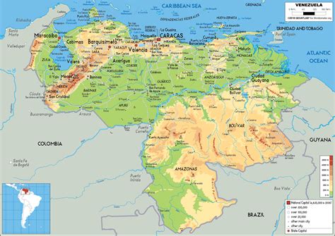 Venezuela Map (Physical) - Worldometer