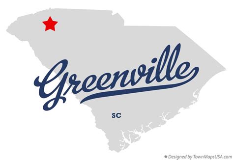 Map of Greenville, SC, South Carolina