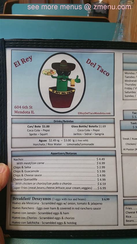 Online Menu of El Rey Del Taco Restaurant, Mendota, Illinois, 61342 - Zmenu