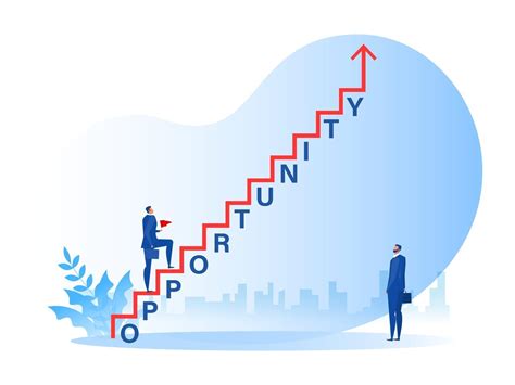 businessman walking on staircase with opportunity word, growth success ...