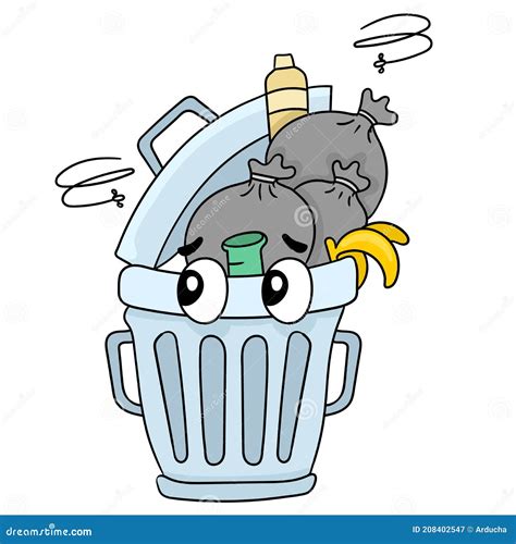 Dirty Trash Cans Full of Smelly Trash Stock Vector - Illustration of ...