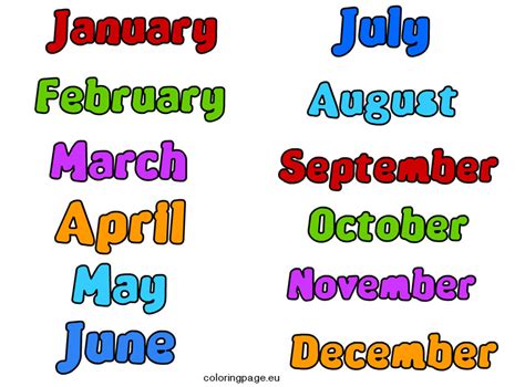 months of the year clipart printable - Clip Art Library