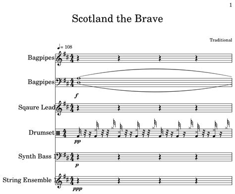 Scotland the Brave - Sheet music for Flute, Bassoon, Drum Set, String ...