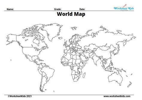 Basic World Map Printable - Gillan Dianemarie