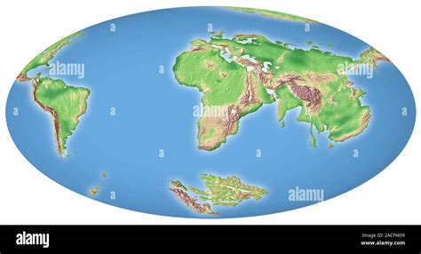 Continental drift after 100 million years. Map of the Earth showing the ...