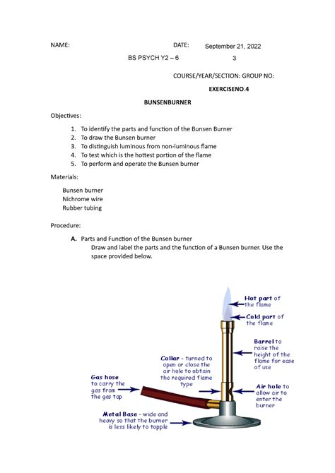 Bunsen- Burner- Experiment - NAME: DATE: COURSE/YEAR/SECTION: GROUP NO ...