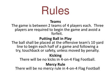 Co-ed 4-on-4 Flag Football Rules