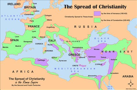 Spread of Christianity by the time of Irenaeus (185 AD/CE) to ...