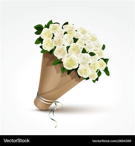 Bouquet white roses isolated Royalty Free Vector Image