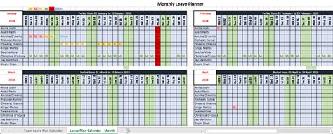 Monthly Leave Planner Template – ITSM Docs - ITSM Documents & Templates