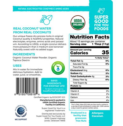 Coconut Water Powder - Super Good For You Foods | Superfoods sold in the US