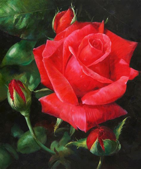 Red Rose Flower Painting