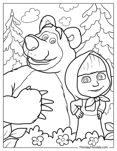 24 Masha & The Bear Coloring Pages (Free PDF Printables)