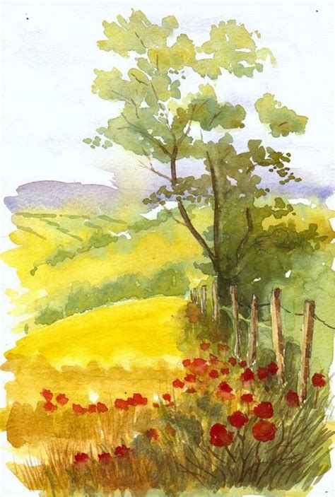 80 Simple Watercolor Painting Ideas | Sulu boya manzara, Soyut suluboya ...