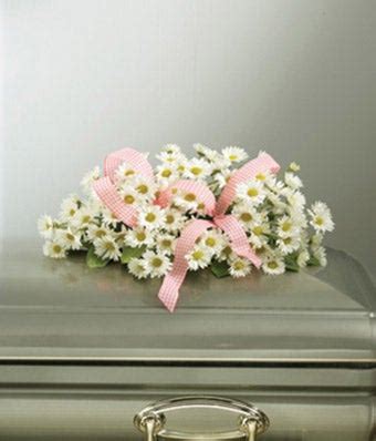 Pink Ribbon and White Daisy Child Casket Spray at From You Flowers