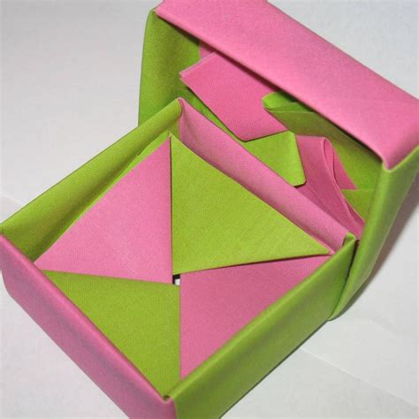 Origami Box Square Modular Fabric Origami Box in Pink and Apple Green ...