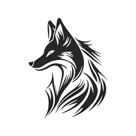 Minimalistic black and white vector logo with the image of a fox ...